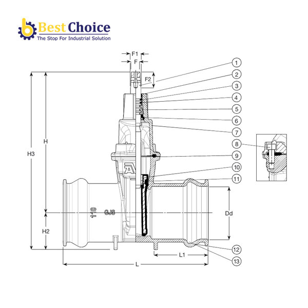AVK VAN CỔNG EE, ĐẦU SOCKET, PN16