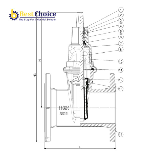 BẢN VẼ KỸ THUẬT AVK VAN CỔNG MẶT BÍCH, PN10 - PN16