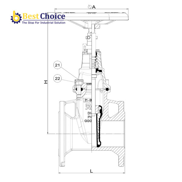 BẢN VẼ KỸ THUẬT AVK VAN CỔNG MẶT BÍCH, PN10 - PN16, 26-001