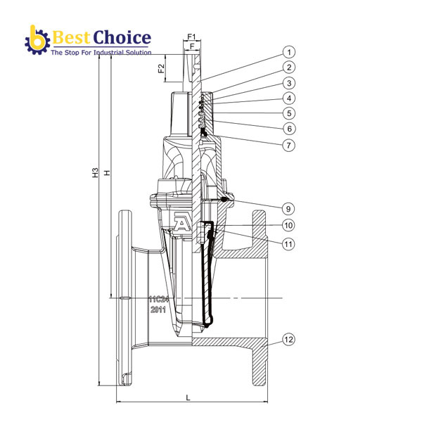BẢN VẼ KỸ THUẬT AVK VAN CỔNG MẶT BÍCH, PN10 - PN16, 30-0035