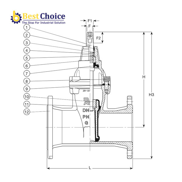 BẢN VẼ KỸ THUẬT AVK VAN CỔNG MẶT BÍCH, PN25, 67-030