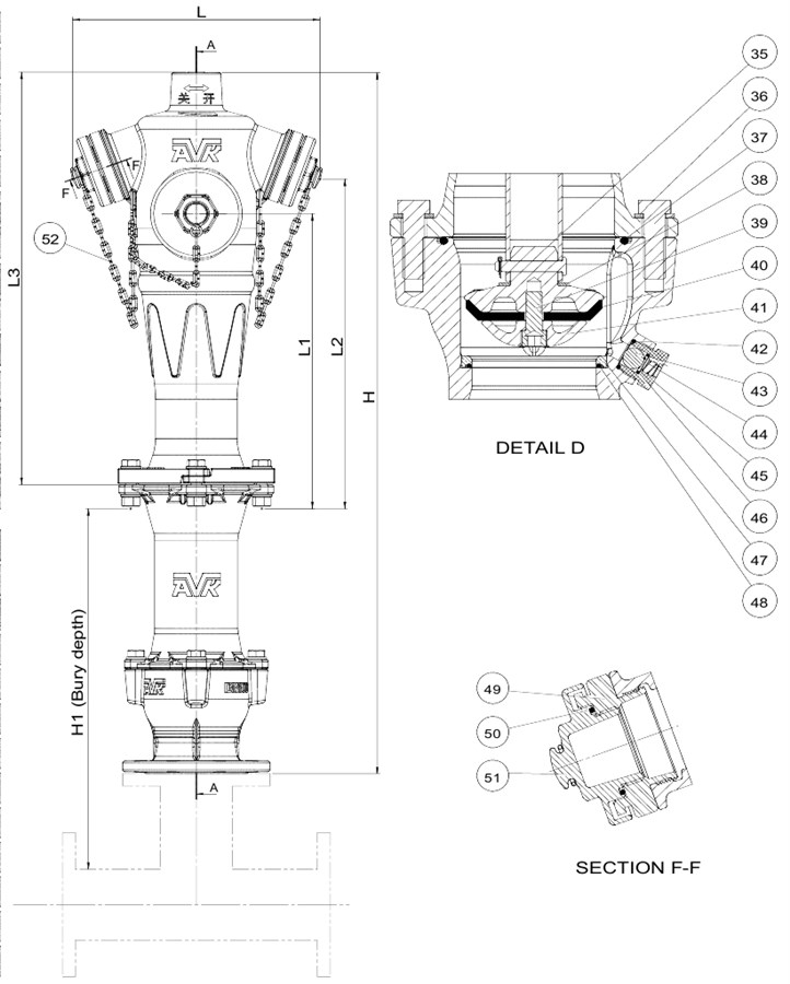 AVK TRỤ CỨU HỎA KHÔ NGOÀI TRỜI, PN16