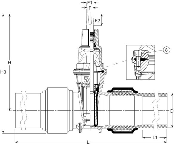 AVK VAN CỔNG, ĐẦU ỐNG PE, PN10 36-80