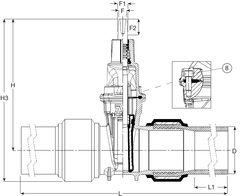 AVK VAN CỔNG, ĐẦU ỐNG PE, PN10 36-80