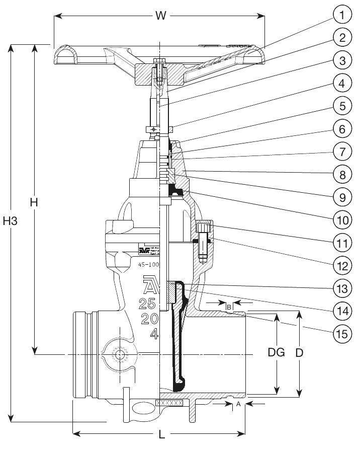 AVK VAN CỔNG EE, ĐẦU GROOVED, PN16 0637