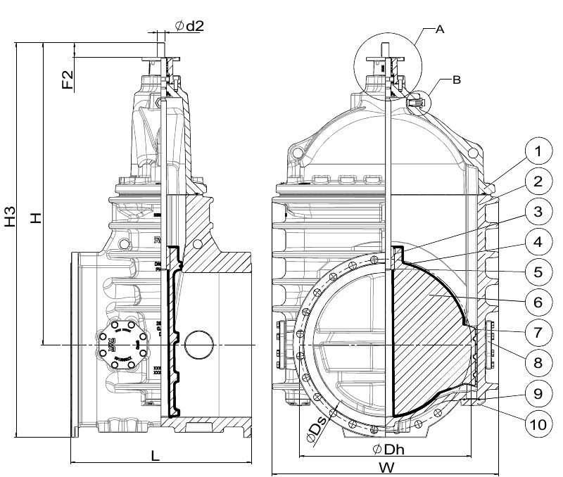 AVK VAN CỔNG, MẶT BÍCH, PN10-PN16