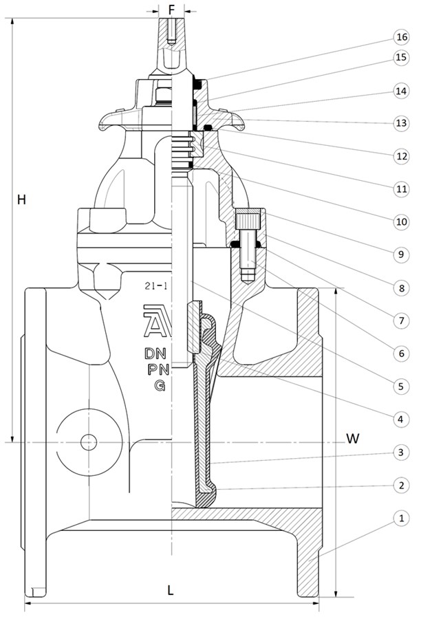 AVK VAN CỔNG MẶT BÍCH, TIÊU CHUẨN BS, PN25 21