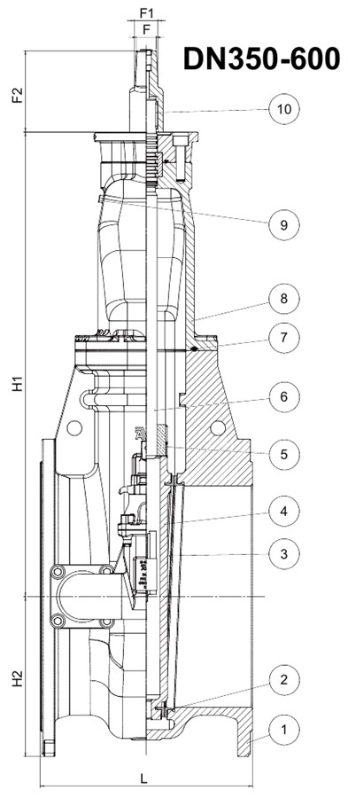 AVK VAN CỔNG MẶT TỰA KIM LOẠI, MẶT BÍCH, PN10-PN16 54-3334