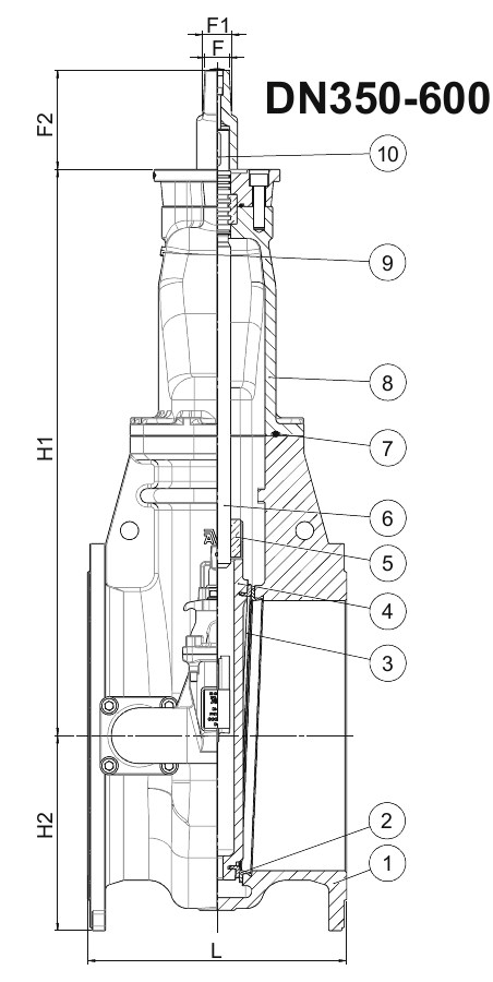 AVK VAN CỔNG MẶT TỰA KIM LOẠI, MẶT BÍCH, PN10-PN16 54-3334