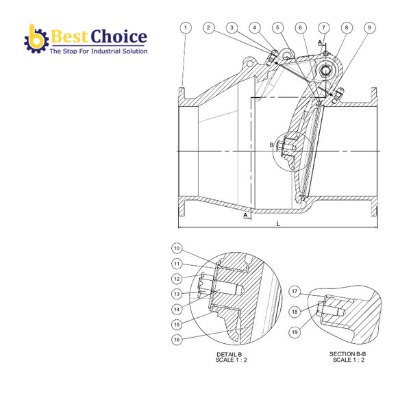 AVK VAN MỘT CHIỀU CÁNH LẬT, MẶT TỰA KIM LOẠI, PN16