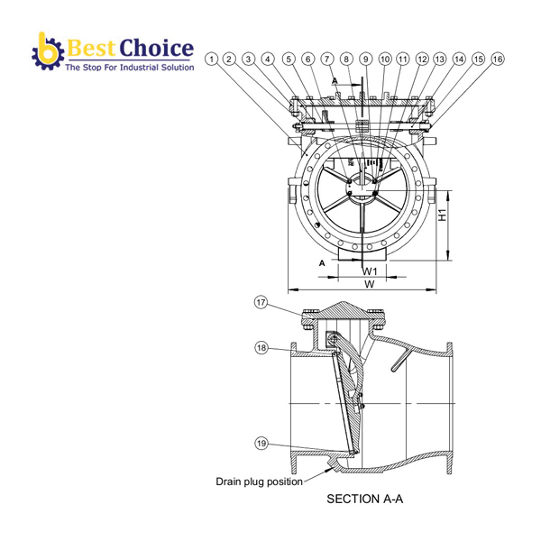 AVK VAN MỘT CHIỀU CÁNH LẬT MẶT TỰA KIM LOẠI PN16 64101