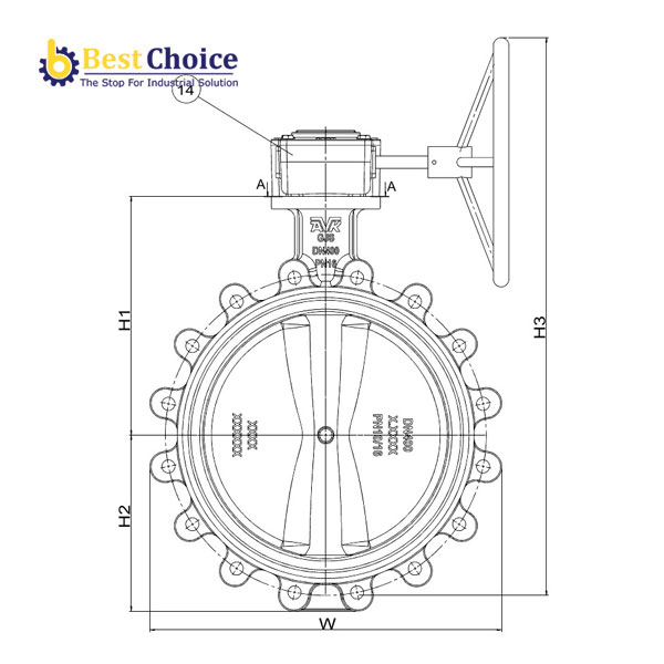 BẢN VẼ AVK VAN BƯỚM ĐỒNG TÂM KIỂU LUG, PN16 71-006