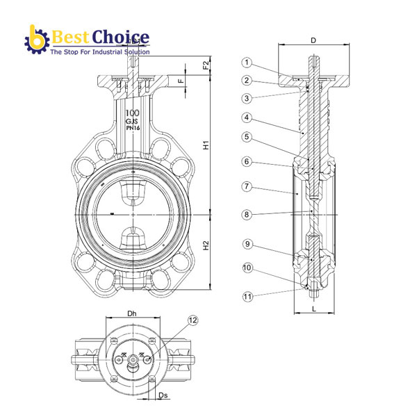 BẢN VẺ AVK VAN BƯỚM ĐỒNG TÂM KIỂU WAFER, PN16 70-007