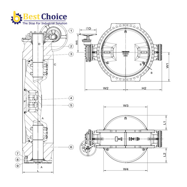 BẢN VẼ AVK VAN BƯỚM LỆCH TÂM KÉP, PN25, 218-009