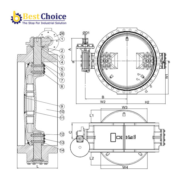 BẢN VẼ AVK VAN BƯỚM LỆCH TÂM KÉP, PN10/PN16 102-IS2 BẢN VẼ AVK VAN BƯỚM LỆCH TÂM KÉP, PN10/PN16 102-IS2